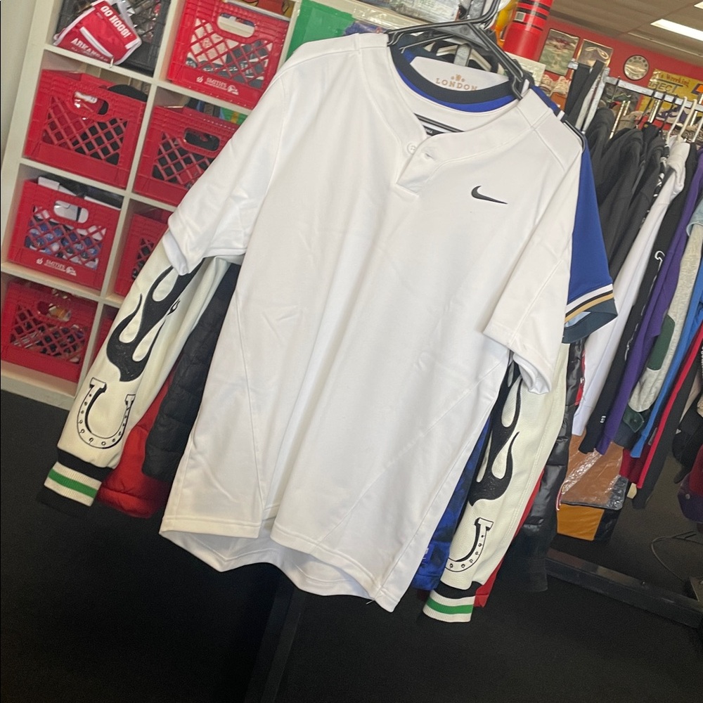 Men’s Nike Baseball Dri - Fit Jersey White Black Used Sz Med Pre Owned